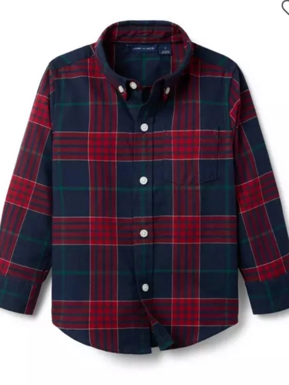 Janie and Jack Red and Navy Plaid Button-Down Shirt
